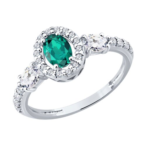 Inel din argint  cu pietre Cubic Zirconia Incolor, Smarald