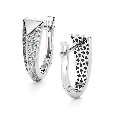 Серьги из белого золота с камнями Бриллиант, Черный бриллиант