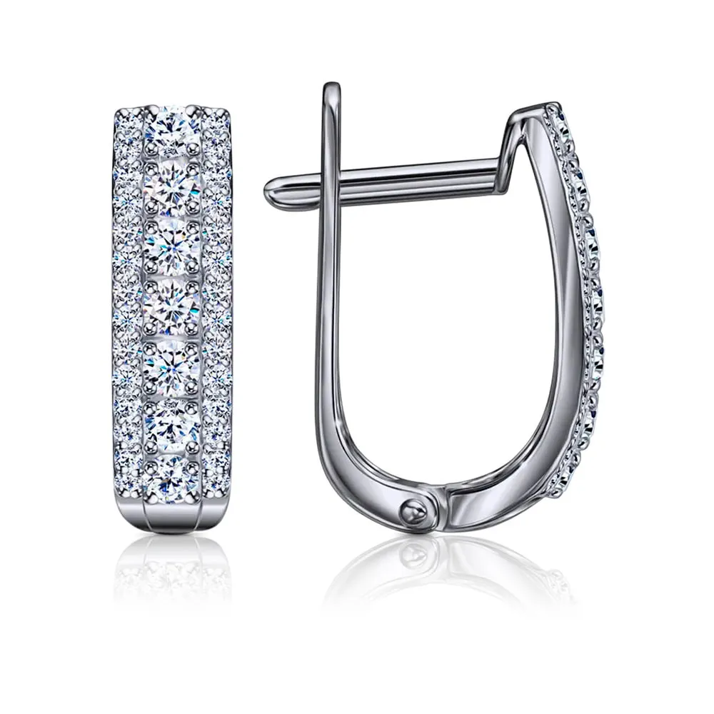 Cercei din aur alb cu Cubic Zirconia Incolor