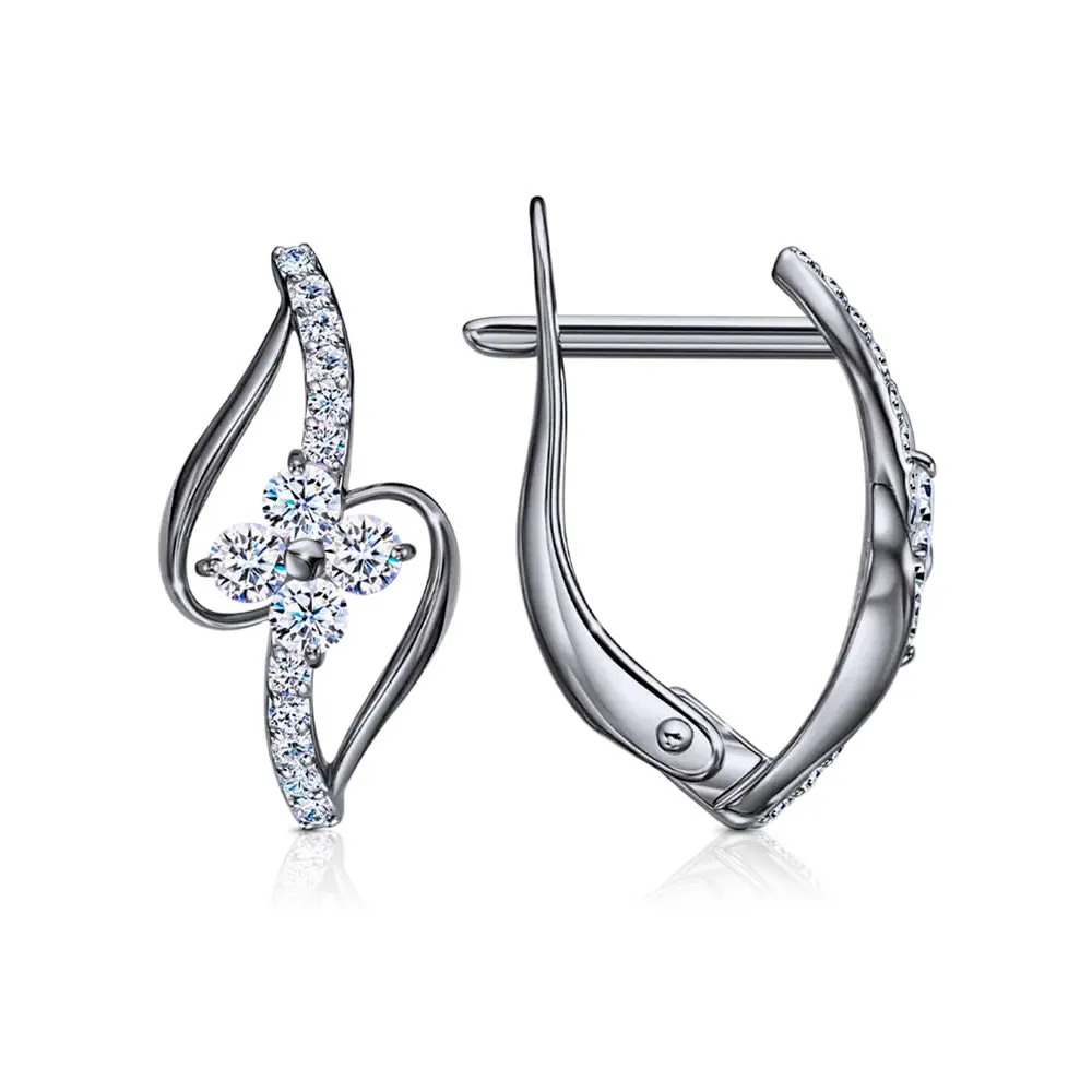 Cercei din aur alb cu Cubic Zirconia Incolor