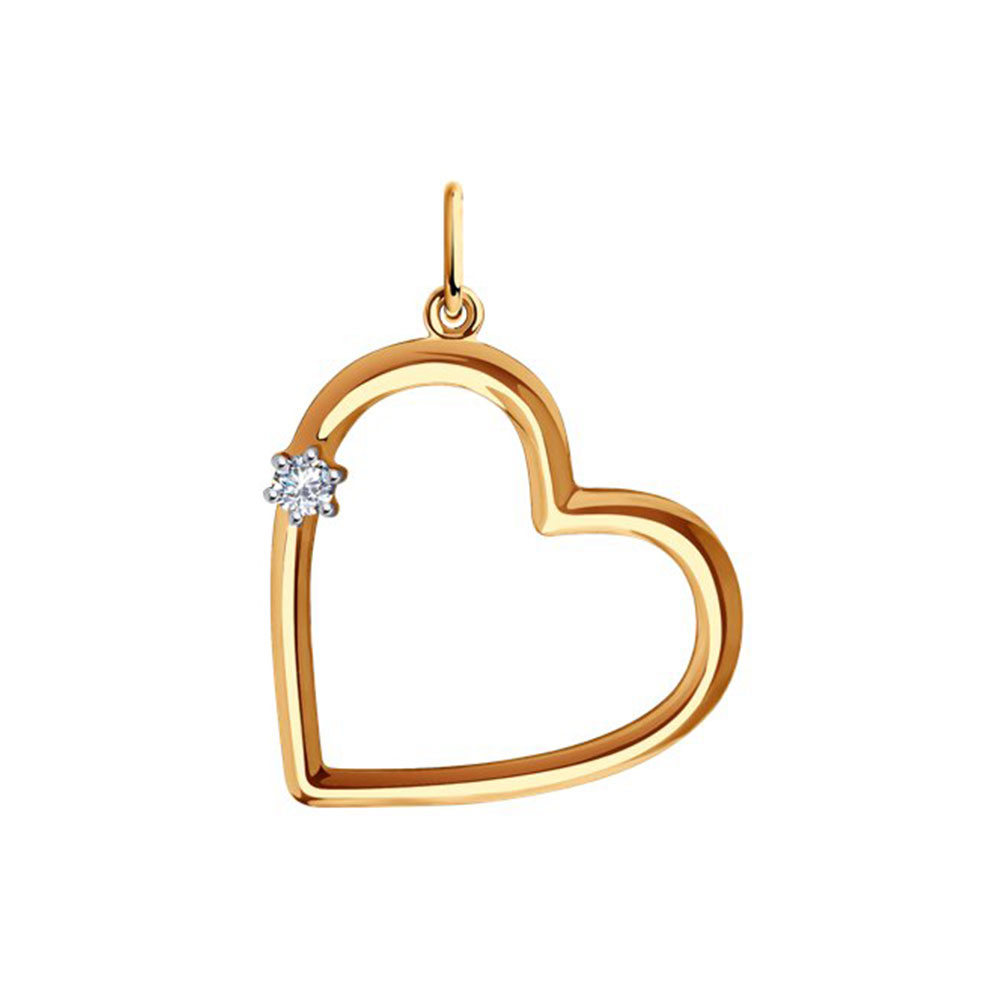 Pandantiv din aur roșu cu pietre Cubic Zirconia Incolor