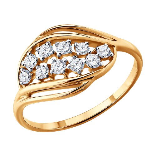 Inel din aur roșu cu pietre Cubic Zirconia Incolor