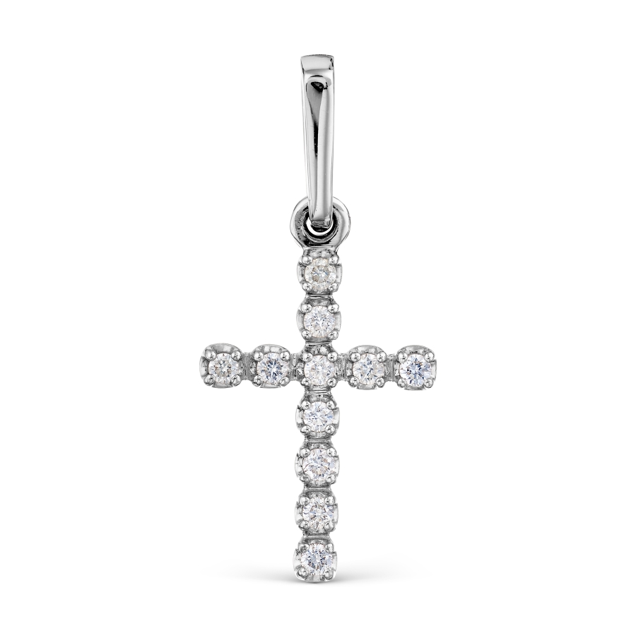 Cruce din aur alb cu pietre Diamant