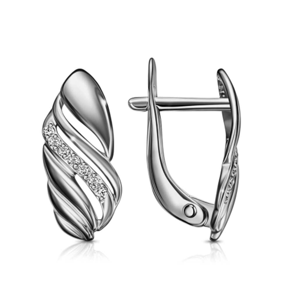 Cercei din argint  cu pietre Cubic Zirconia Incolor