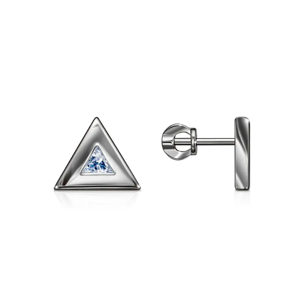 Cercei Pusete din aur alb cu Cubic Zirconia Incolor