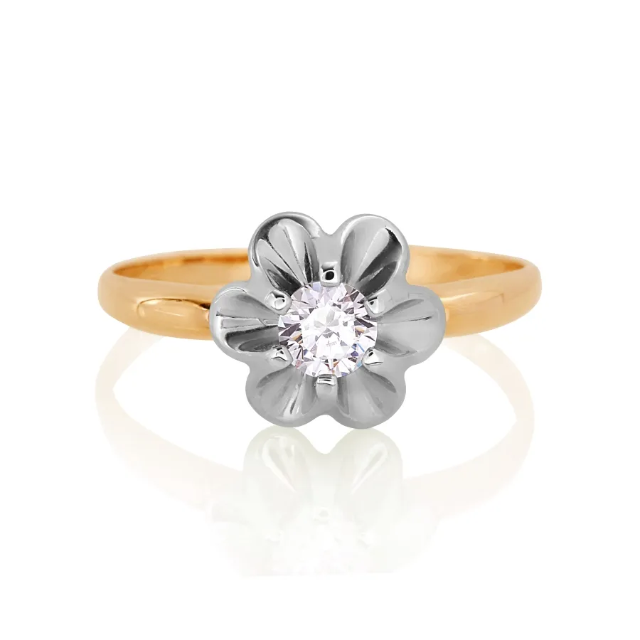 Inel din aur alb și roșu cu Cubic Zirconia Incolor
