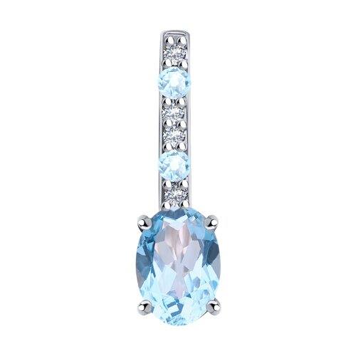 Pandantiv din argint  cu pietre Cubic Zirconia Incolor, Topaz albastru