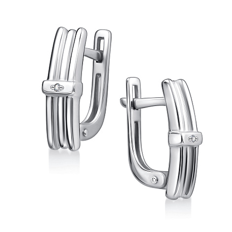 Серьги из серебра с камнями Бриллиант