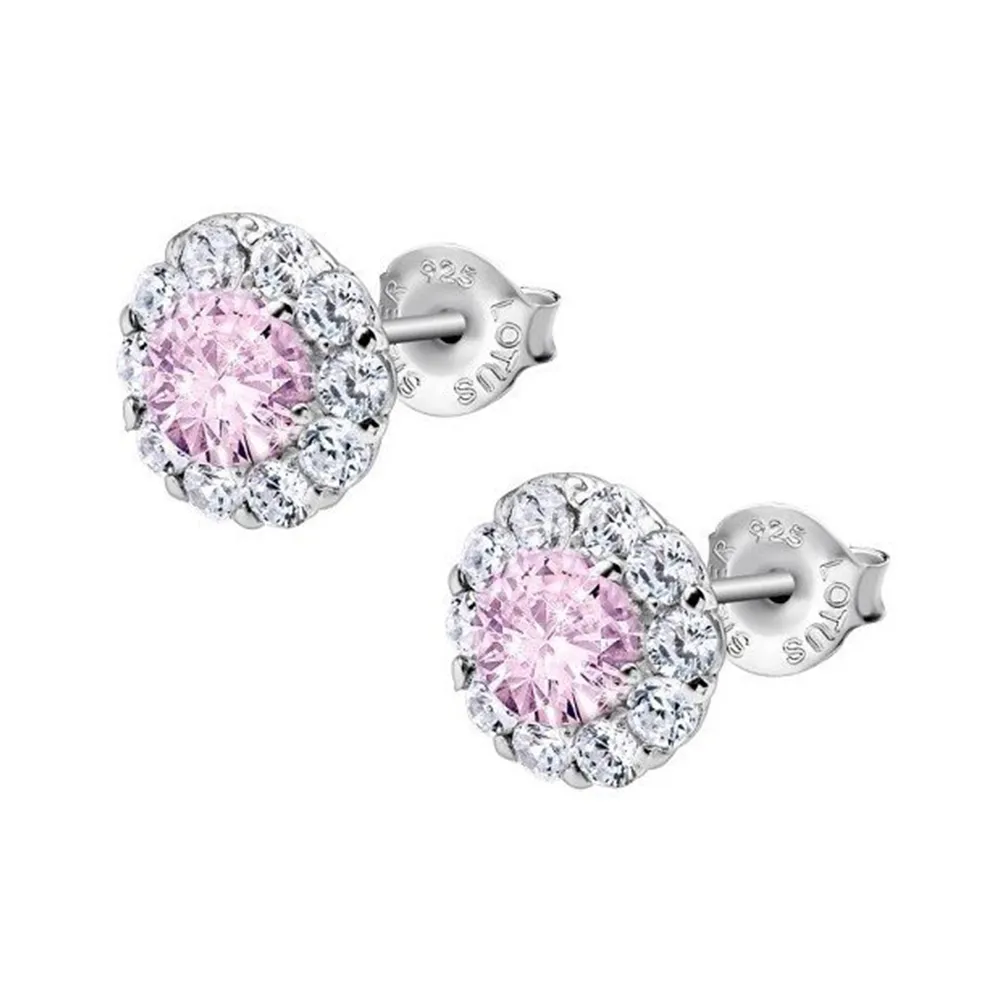 Cercei Pusete din argint cu Cubic Zirconia Incolor, Cubic Zirconia Roz