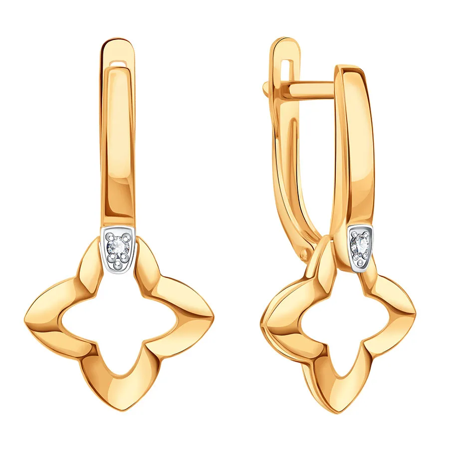 Cercei din aur roșu cu Cubic Zirconia Incolor