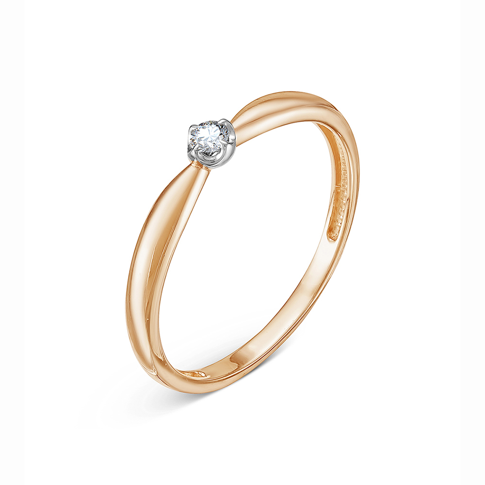 Кольцо из красного золота с камнями Бриллиант