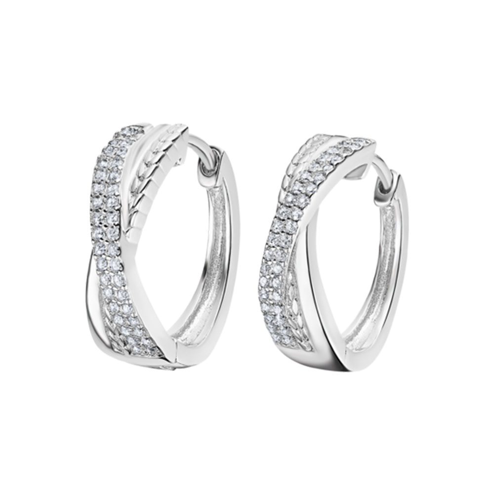 Cercei Creole din argint  cu pietre Cubic Zirconia Incolor