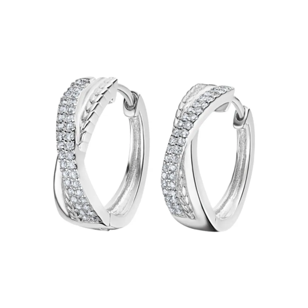 Cercei Creole din argint cu Cubic Zirconia Incolor