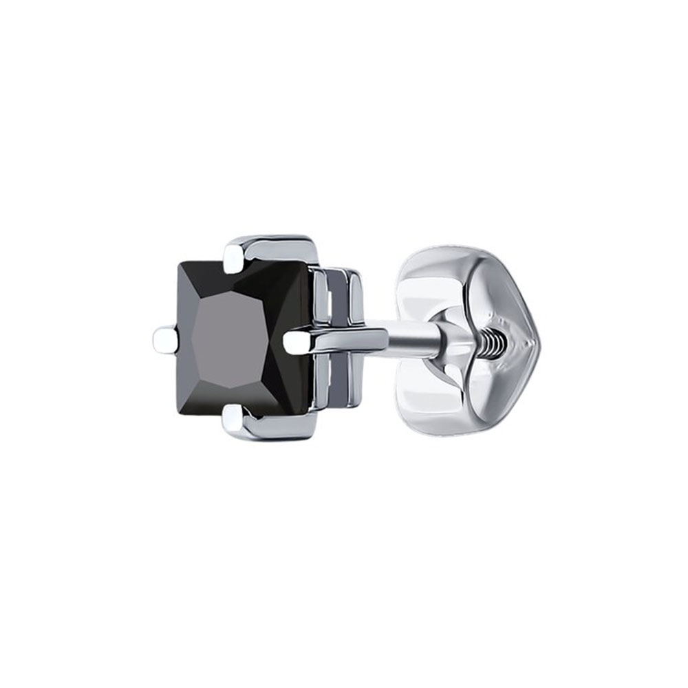 Cercel din aur alb cu pietre Cubic Zirconia Negru