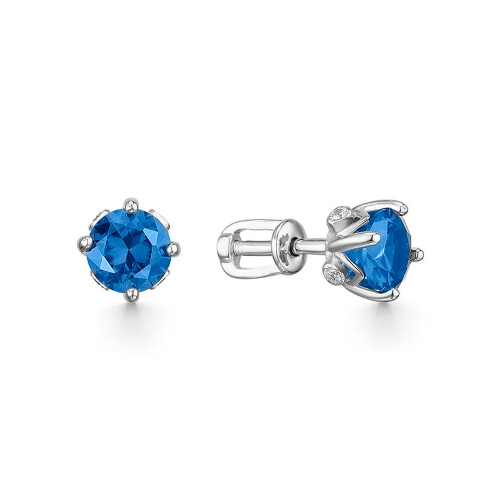 Cercei Pusete din aur alb cu Cubic Zirconia Incolor, Topaz London
