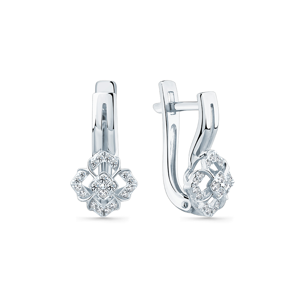 Cercei din aur alb cu pietre Diamant