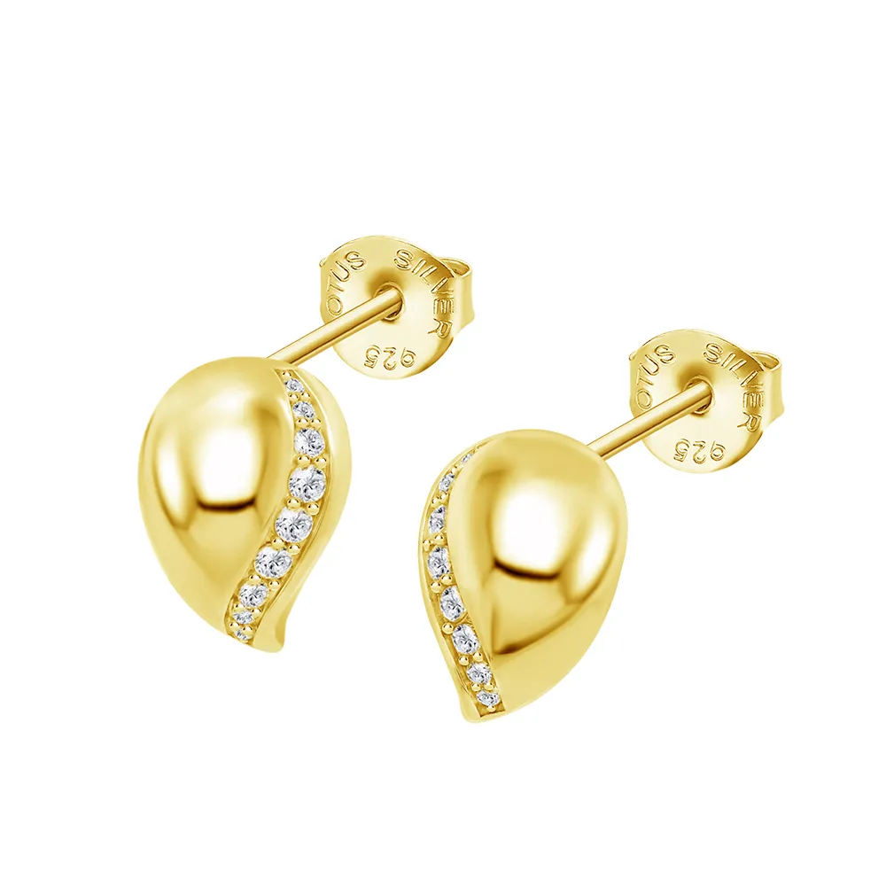 Cercei Pusete din argint placat cu aur  cu Cubic Zirconia Incolor