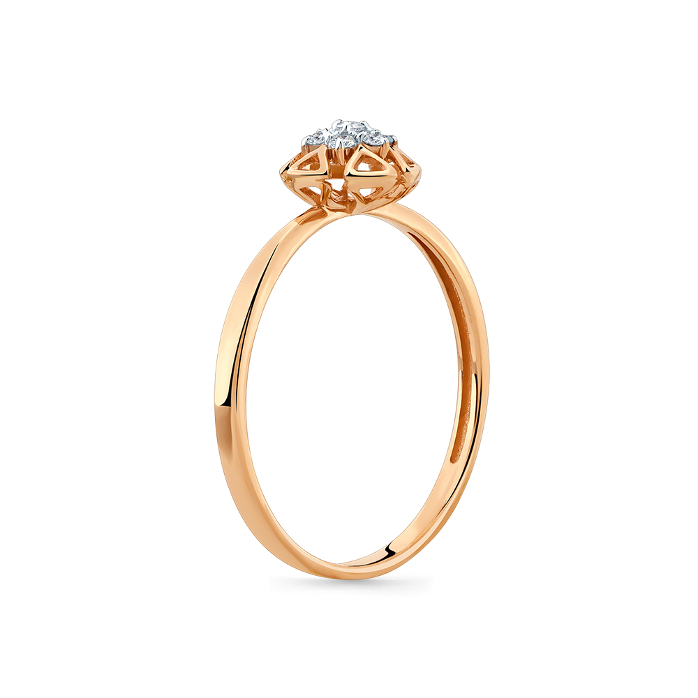 Кольцо из красного золота с камнями Бриллиант