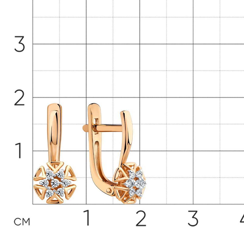 Серьги из красного золота с камнями Бриллиант