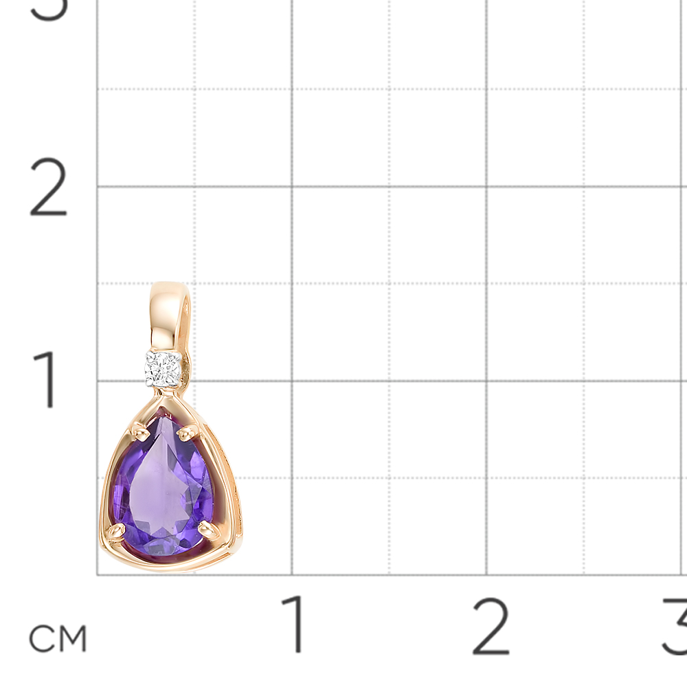 Pandantiv din aur roșu cu pietre Cubic Zirconia Incolor, Ametist