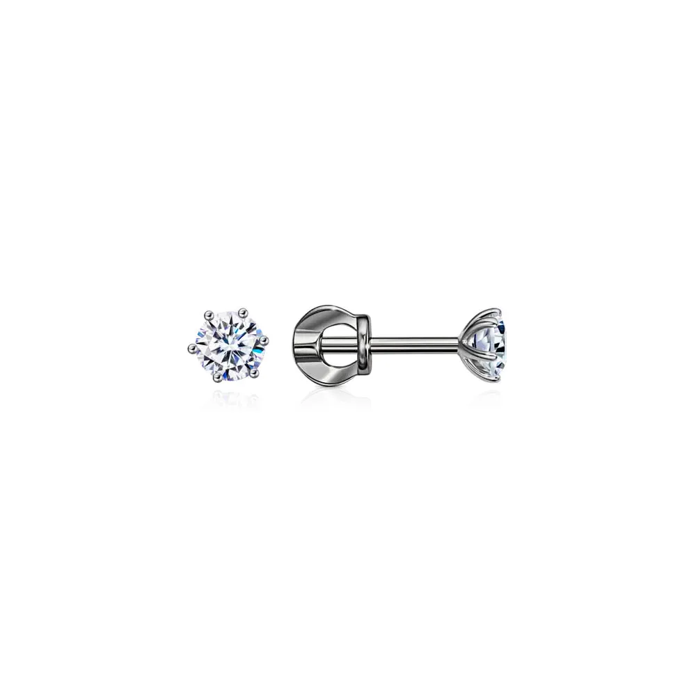 Cercei Pusete din aur alb cu Cubic Zirconia Incolor