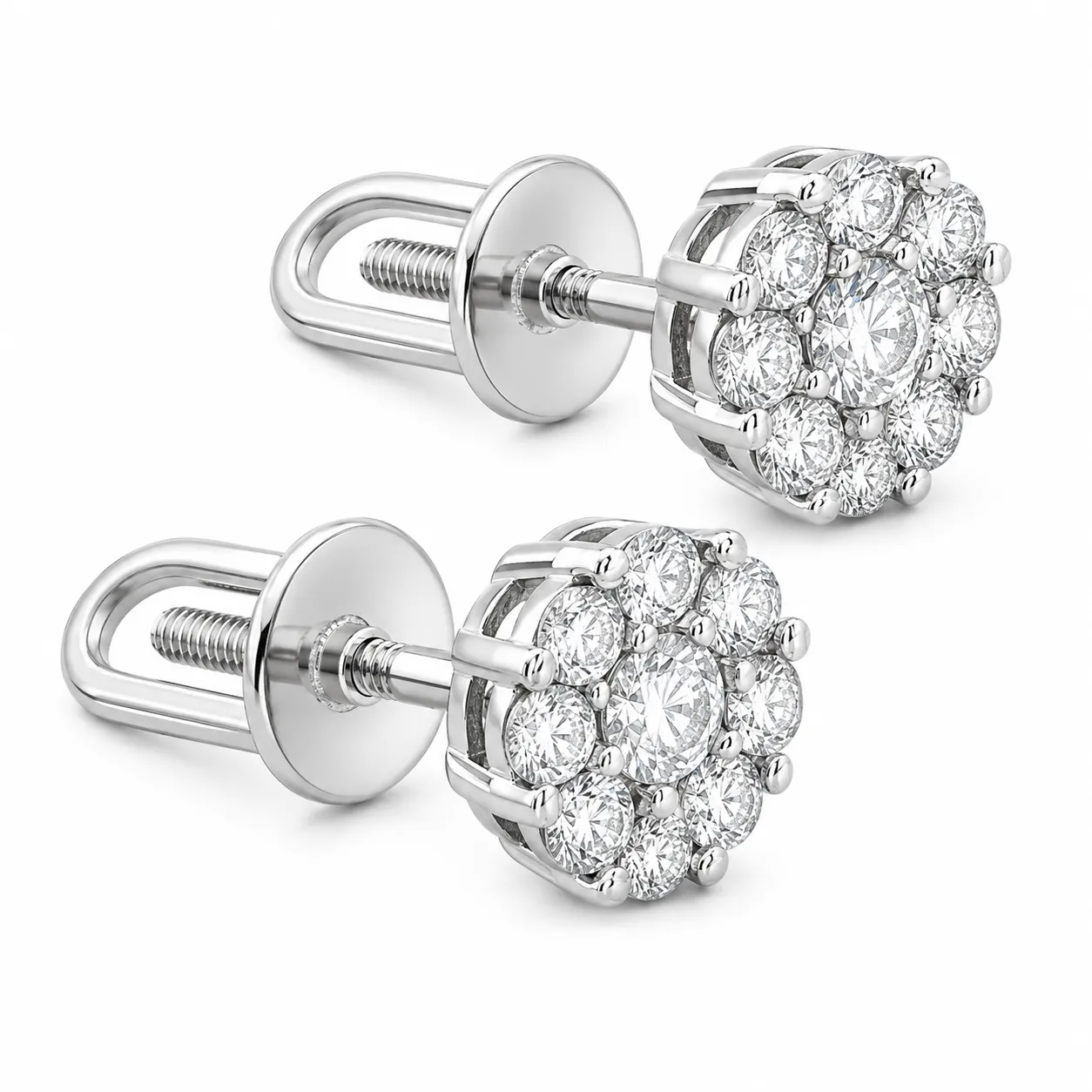 Cercei Pusete din aur alb cu Diamant