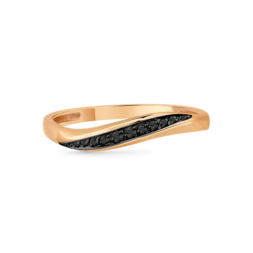 Inel din aur roșu cu pietre Cubic Zirconia Negru