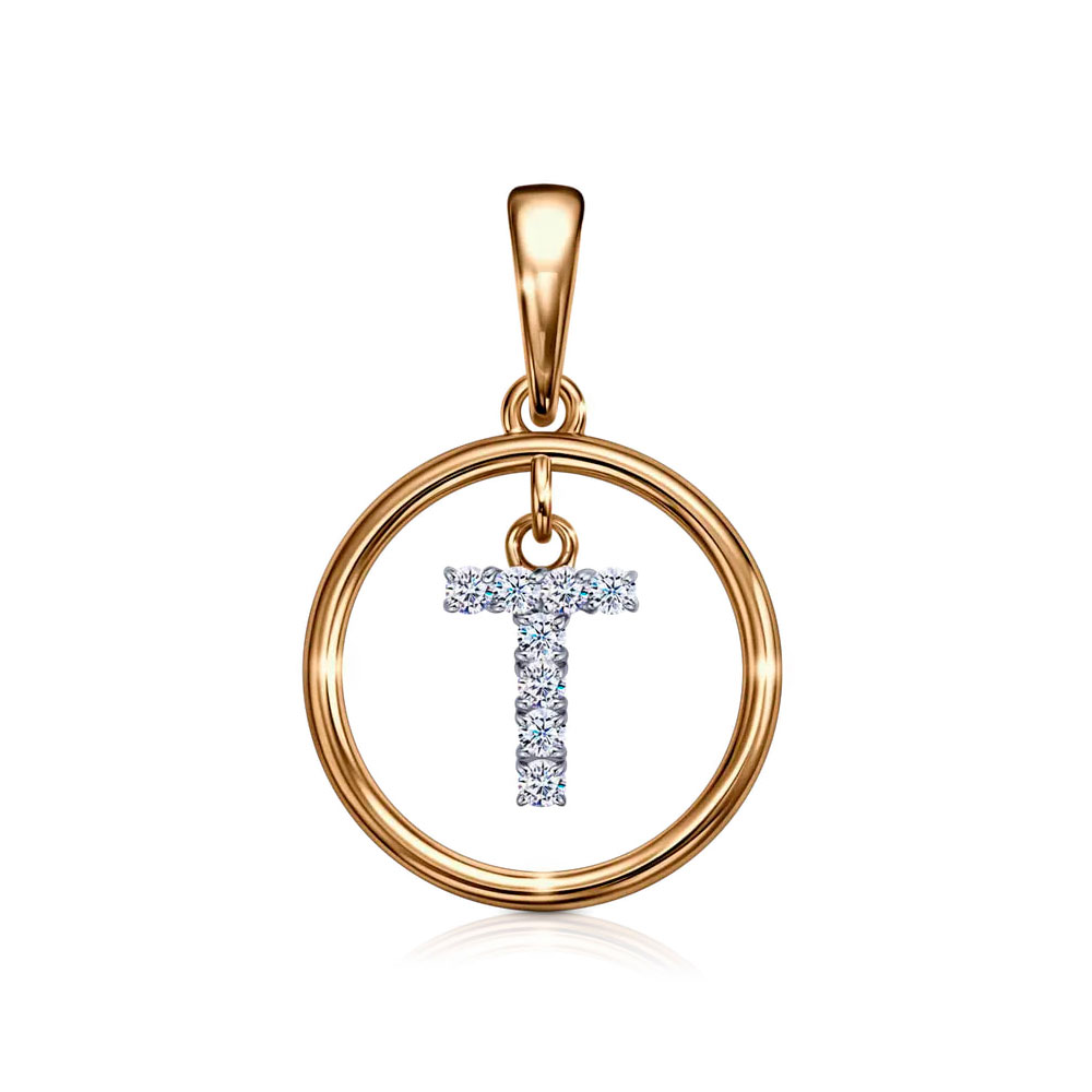 Pandantiv din aur roșu cu pietre Cubic Zirconia Incolor