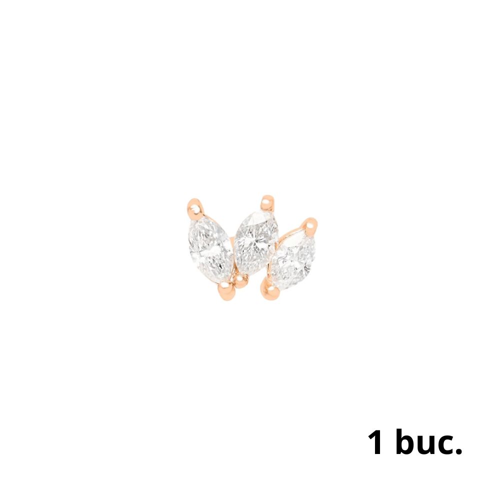 Cercel din aur roz cu pietre Diamant