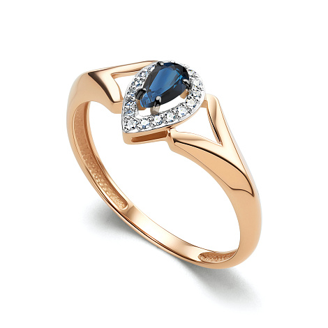Inel din aur roșu cu pietre Diamant, Safir
