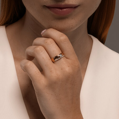 Inel din aur roșu cu pietre Cubic Zirconia Incolor