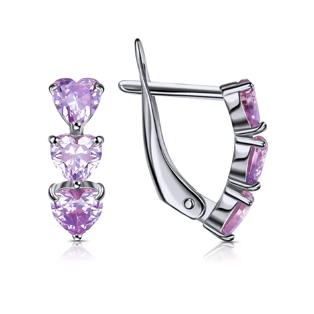 Cercei din aur alb cu Cubic Zirconia Liliachiu