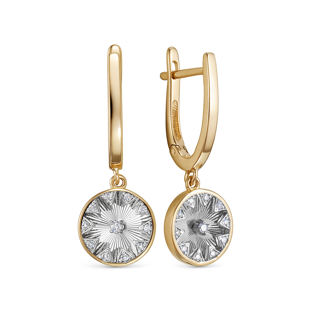 Серьги Длинные из красного золота с камнями Бриллиант