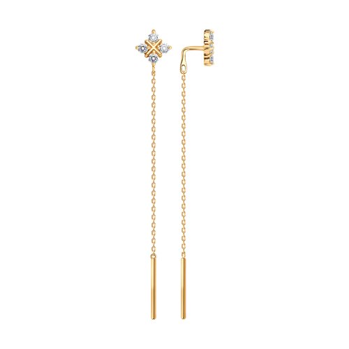 Cercei Lanț din aur roșu cu pietre Cubic Zirconia Incolor