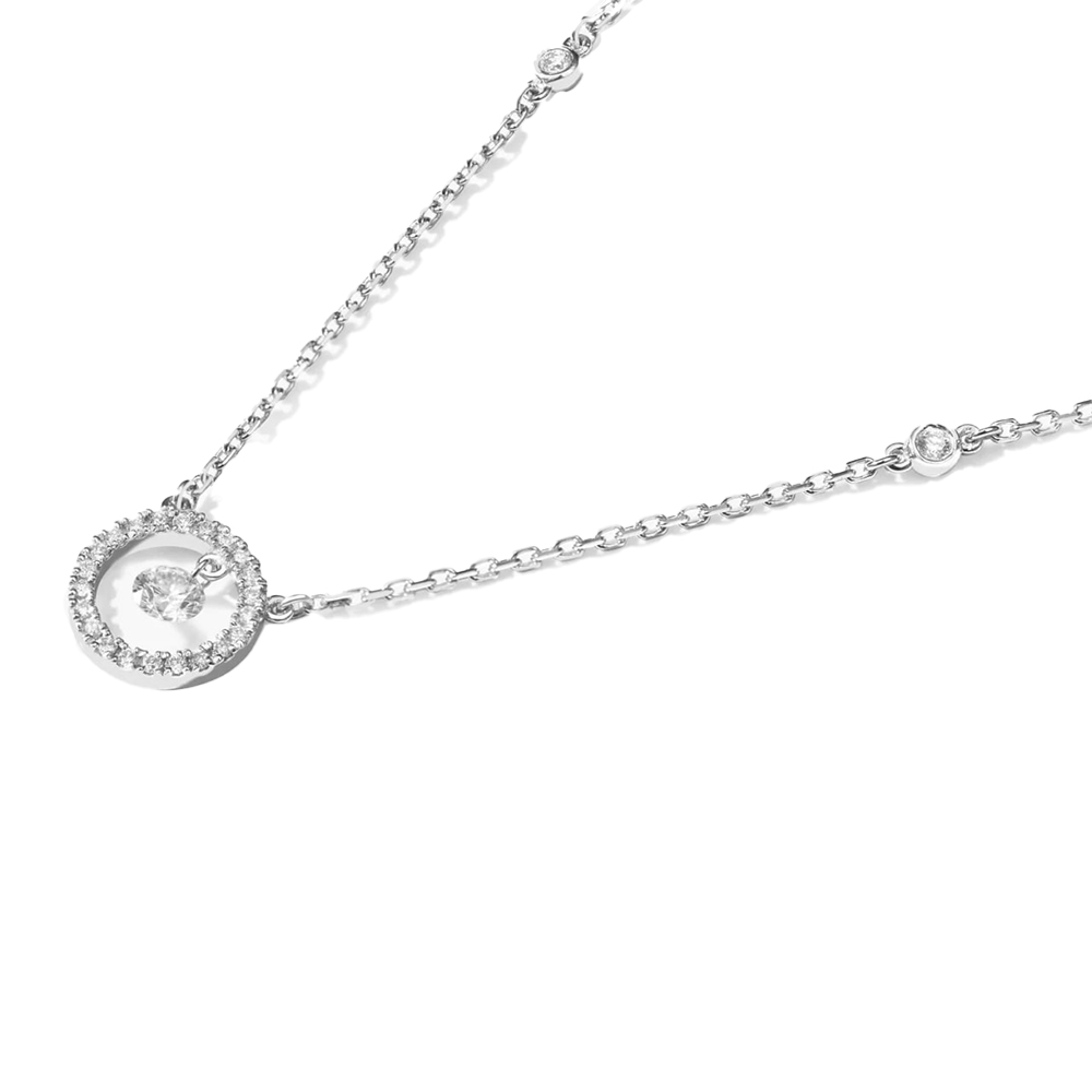 Colier din aur alb cu pietre Diamant