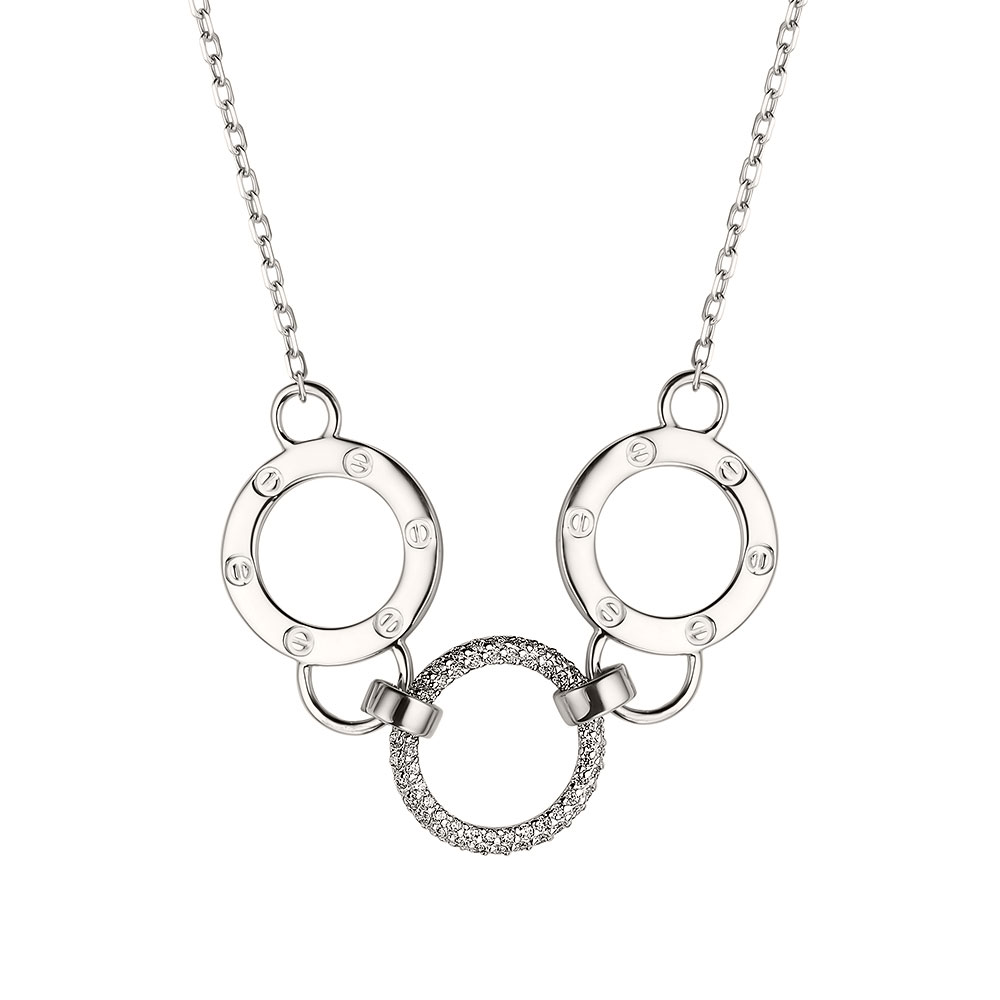 Colier din aur alb cu pietre Cubic Zirconia Incolor