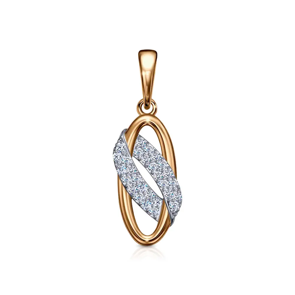 Pandantiv din aur roșu cu Cubic Zirconia Incolor