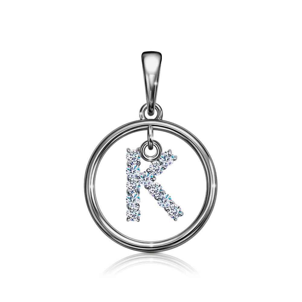 Подвеска из белого золота с камнями Фианит