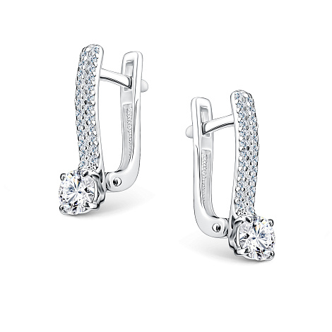 Cercei din argint  cu pietre Cubic Zirconia Incolor, Moissanite