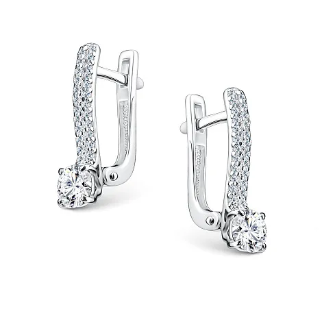 Cercei din argint cu Cubic Zirconia Incolor, Moissanite