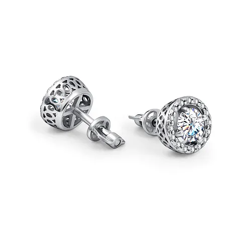 Cercei Pusete din argint cu Cubic Zirconia Incolor, Moissanite