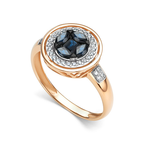 Inel din aur roșu cu pietre Diamant, Safir