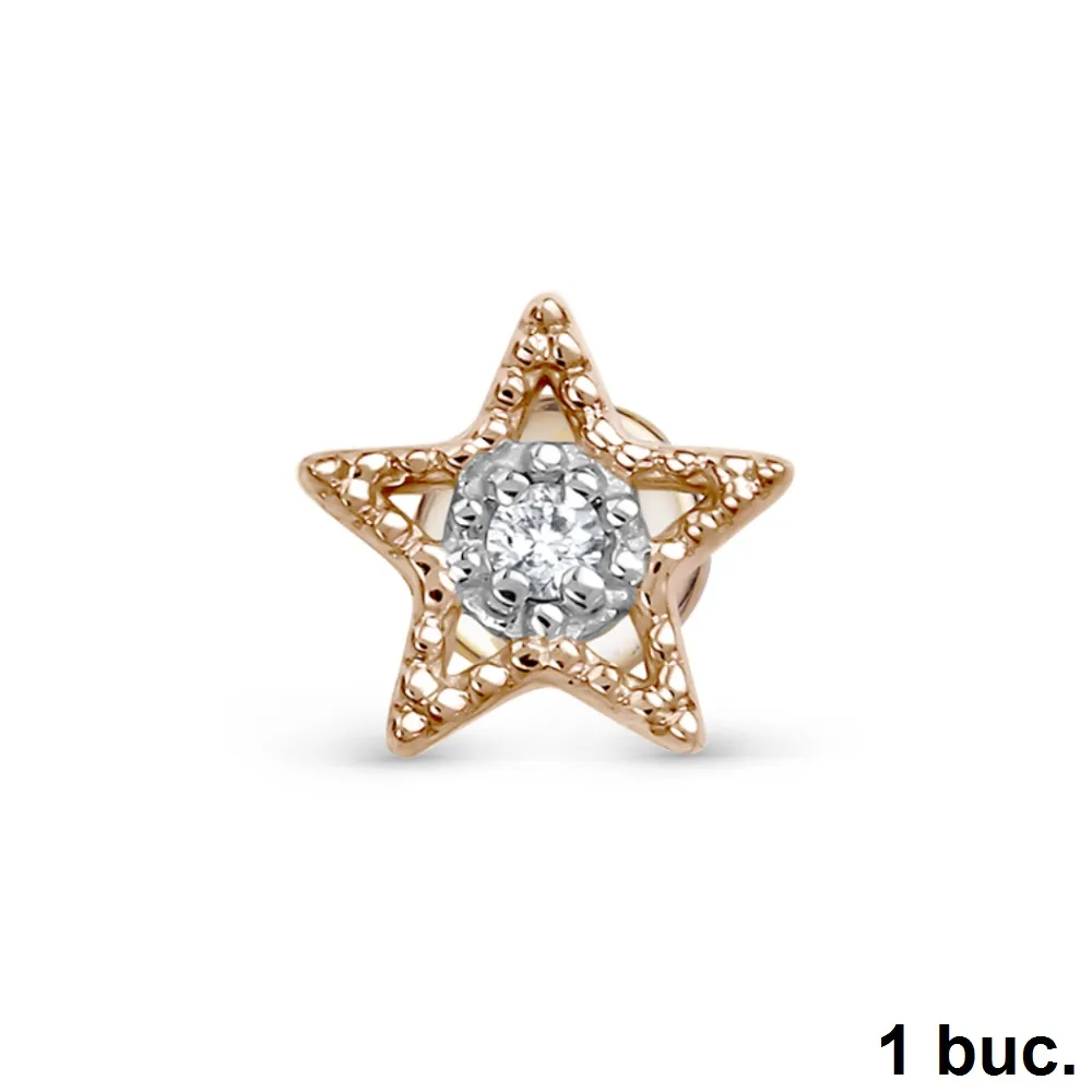 Cercel din aur roșu cu Diamant
