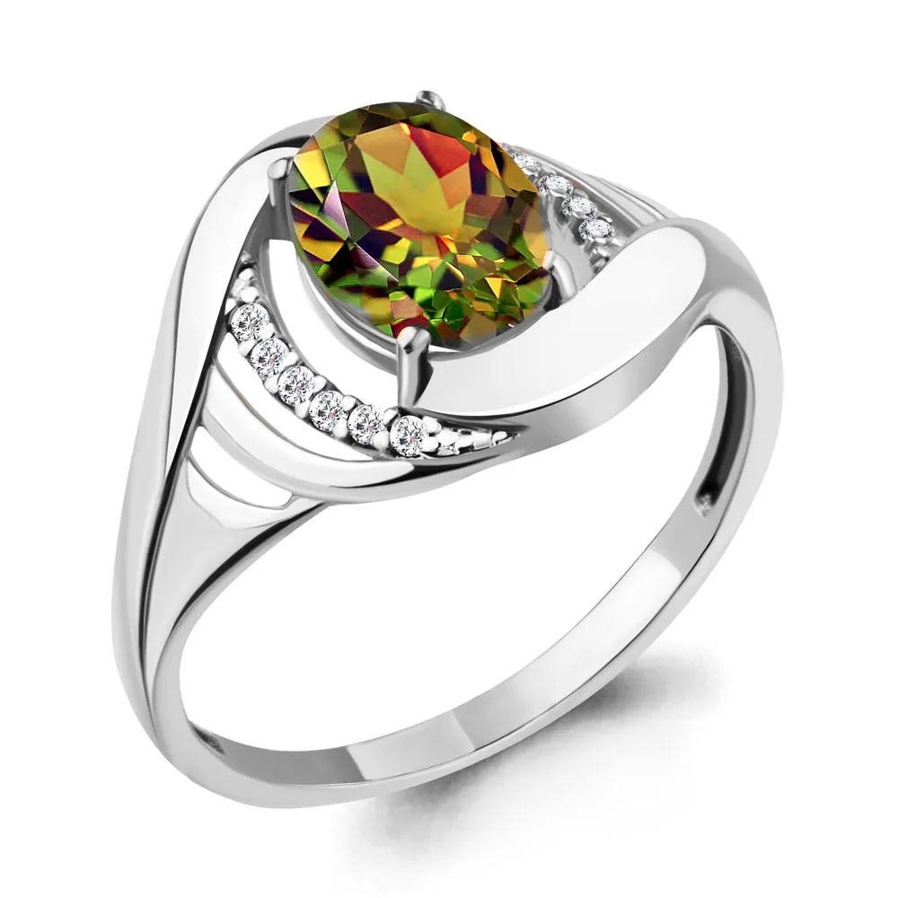 Inel din aur alb cu Cubic Zirconia Incolor, Zultanit (sint.)