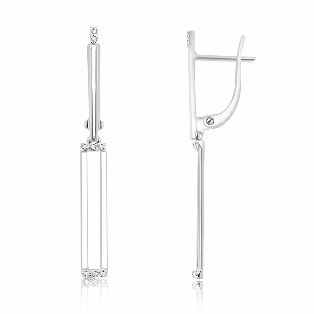 Cercei Suspendați din aur alb cu pietre Diamant