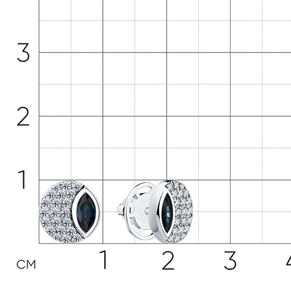 Cercei Pusete din aur alb cu Diamant, Safir