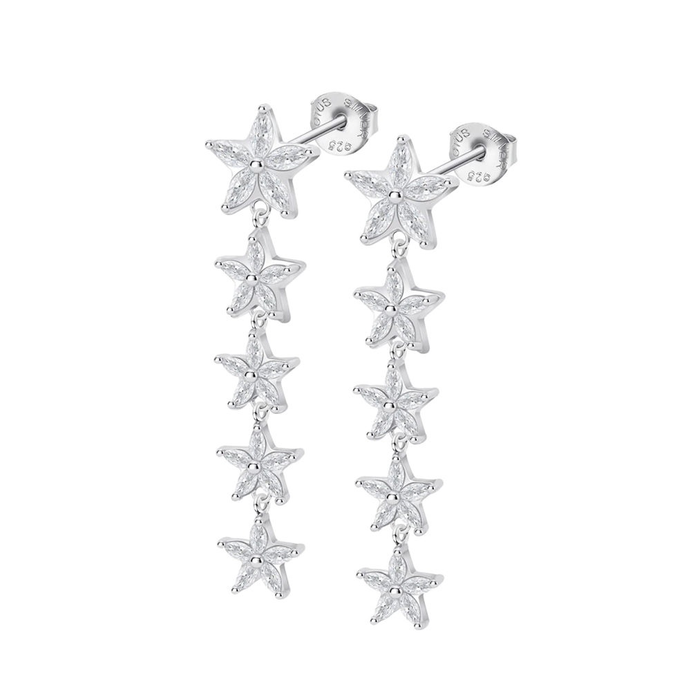 Cercei Pusete din argint  cu pietre Cubic Zirconia Incolor