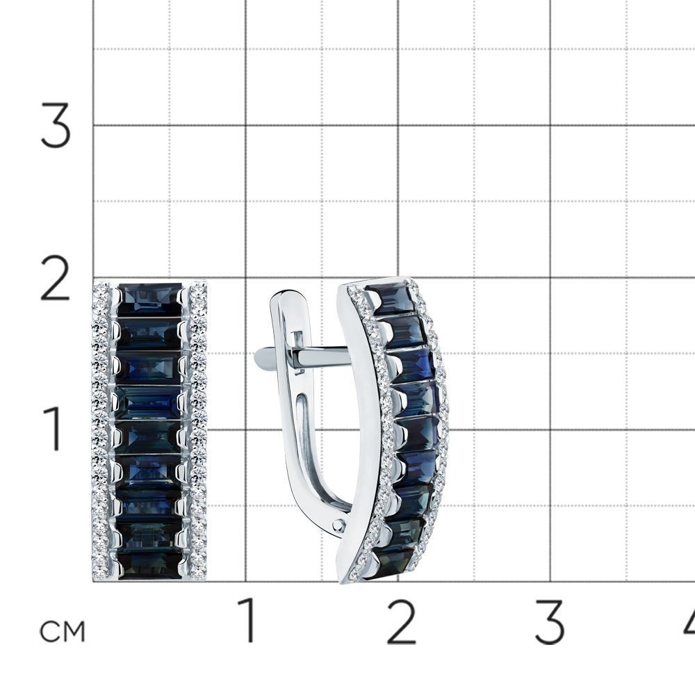 Cercei din aur alb cu pietre Diamant, Safir