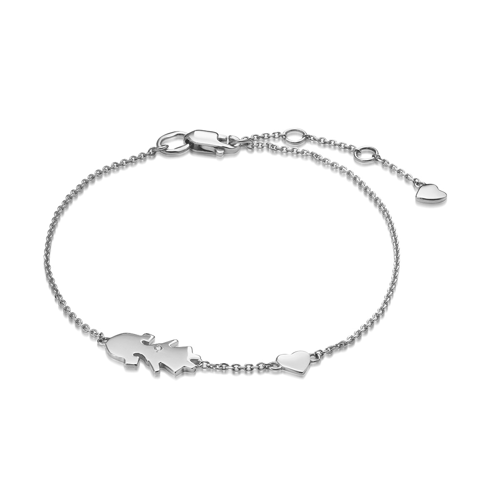 Браслет Мать и дитя из белого золота с камнями Бриллиант