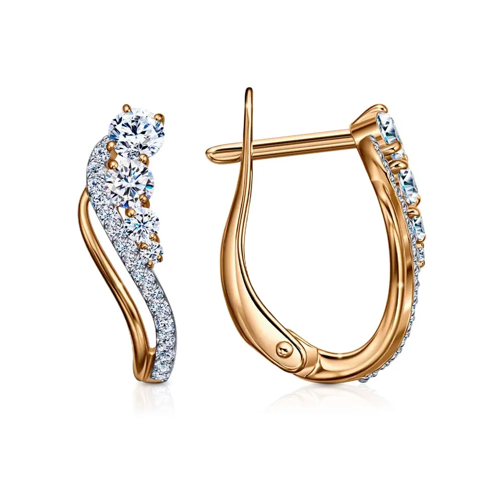Cercei din aur roșu cu Cubic Zirconia Incolor